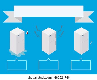 Vector fridge. Image of refrigerator. Design of price for breaking refrigerator