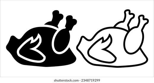 VECTOR FRIED CHICKEN ICON IN STROKE AND FILL VERSION