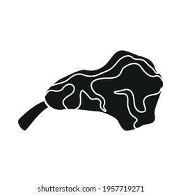Vector fried chicken thigh black simple icon isolated
