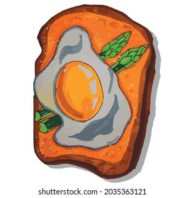 vector fried egg with bread. A healthy breakfast of fried egg 