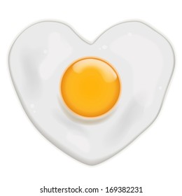 Vector Fried Egg heart shape - isolated on white background