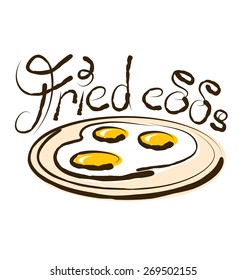 vector fried eggs with calligraphic inscription and aroma