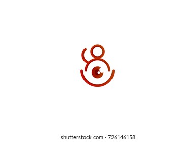 Vector friendly eye logo or icon.Brown/Orange color