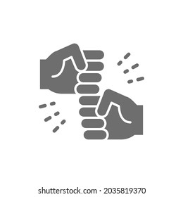 Vector friendly gestures, joyous punches grey icon.