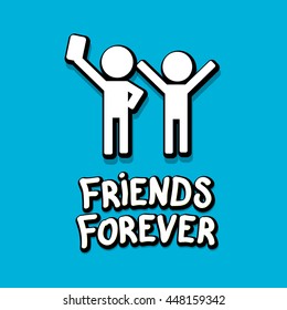 Vector Friends Forever concept background. Friedship cartoon illustration. Friends icon