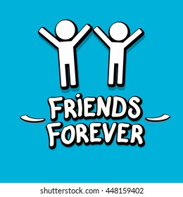 Vector Friends Forever concept background. Friedship cartoon illustration. Friends icon
