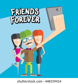Vector Friends Forever concept background. Friedship cartoon illustration. Friends icon