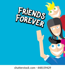 Vector Friends Forever concept background. Friedship cartoon illustration. Friends icon