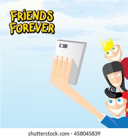 Vector Friends Forever concept background. Friendship cartoon illustration. Friends icon