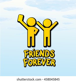Vector Friends Forever concept background. Friendship cartoon illustration. Friends icon