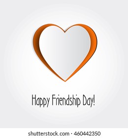 Vector friendship card.Background or symbol with cut out orange element. Simple heart illustration with beveled edges. Modern idea. Creative concept. Template collection for poster,banner, greeting