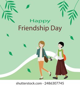 Vector friendship day background with cute image, Vector illustration 2024