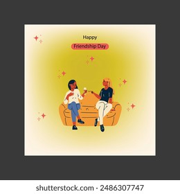Vector friendship day background with cute image, Vector illustration 2024