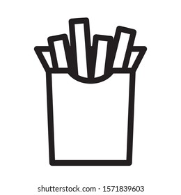 Vector fries icon. Flat illustration of french fries isolated on white background EPS Vector 