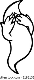 A vector of a frightened ghost