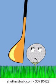 vector frightened golf ball awaiting stroke