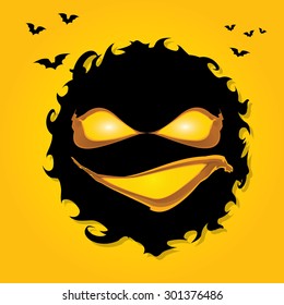 vector frightening monster. nightmares concept illustration template. monster face. Halloween background or banner