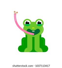Vector Frog eating fly, Flat animal