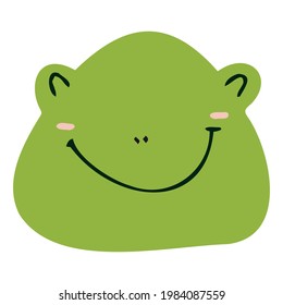 Vector frog face in bright colors for decorating children's rooms, patterns, postcards.