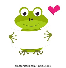 Vector frog holding a blank sign