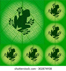 vector frog on a leaf pattern