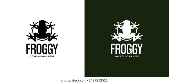 Vector frog silhouette design, frog animal logo