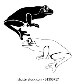 Vector Frog Silhouette On The White Background