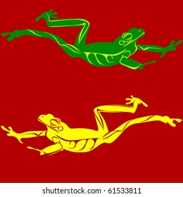 Vector frog silhouette on the white background