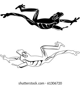 Vector frog silhouettes on the white background