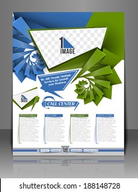 Vector Front Call Center Flyer Magazine Cover & Poster Template.