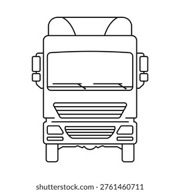 Vector front line of a large truck. Head of an industrial company truck.