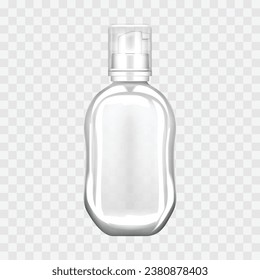 Vector front view perfume bottle clear glass with cover.