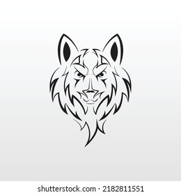 Vector Front View Of Wolf Face. Wolf Icon