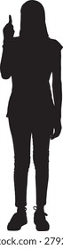 vector, front view of a woman with burqa making the number one sign with her hand 