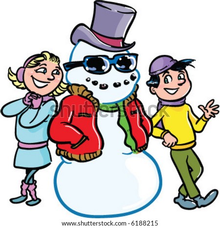 vector Frosty the Snowman and friends