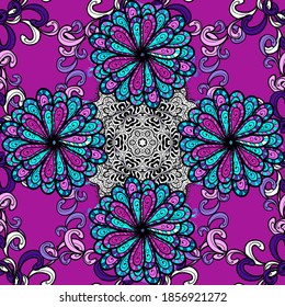 Vector frourish texture. Soft tile. Soft cotton design. Vintage flowery pattern. Seamless floral background for wrapping, textile, wallpaper.