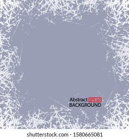 Vector frozen window background. Winter Postcard with picture white frost