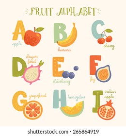 Vector fruit alphaber for kids