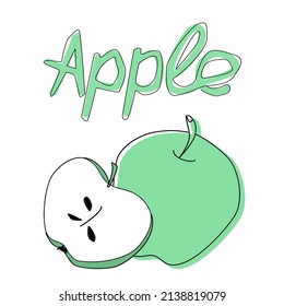 Vector fruit alphabet card. Letter A for apple 