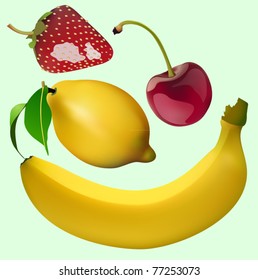 vector fruit banana lemon strawberry cherry
