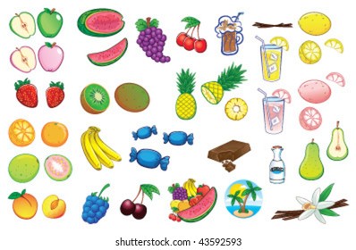 Vector Fruit and Candy Flavor Icons