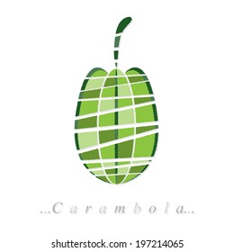 Vector of fruit, carambola icon on isolated white background