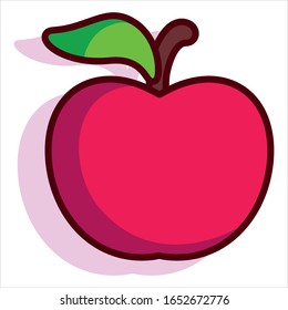 Vector Fruit Cartoon Red Apple Fruit Isolated