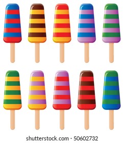 vector fruit and chocolate colorful popsicles