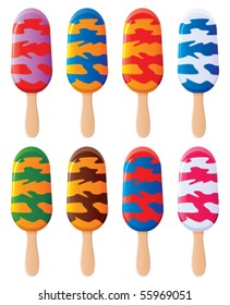 vector fruit and chocolate colorful popsicles