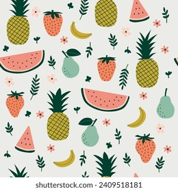 Vector fruit cocktail seamless pattern background. Perfect for fabric, scrapbooking, wallpaper projects