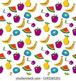 vector fruit colored seamless pattern on white background for use in design, textile, Wallpaper, packaging