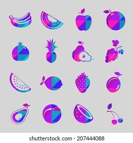 Vector fruit colorful  icon set