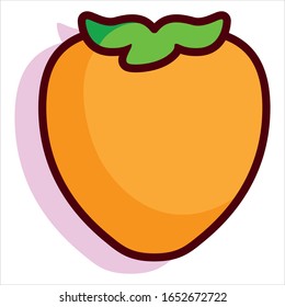 Vector Fruit Cute Cartoon Orange Persimmon Isolated