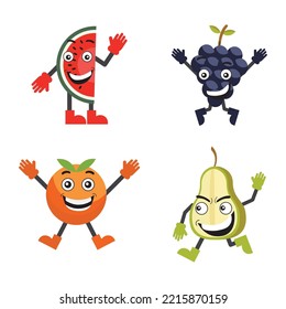vector fruit cute, smile and full color